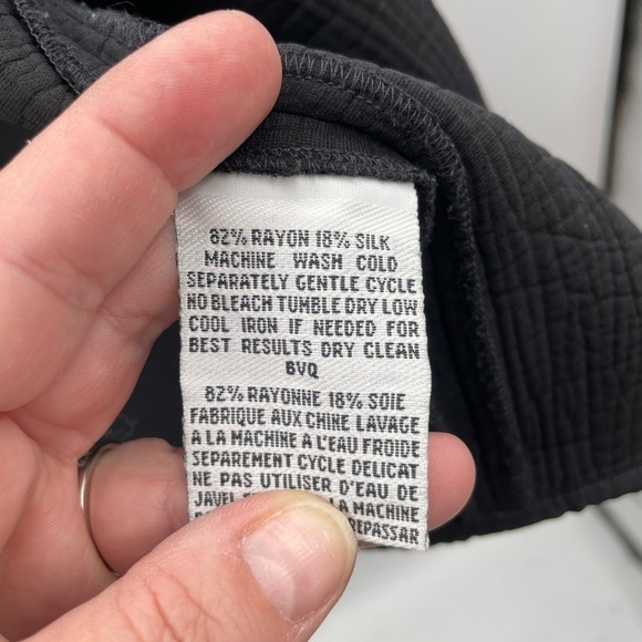 Eileen fisher silk blend textured lagenlook black open front Shacket - Picture 5 of 9